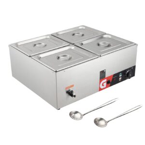 takywep 4 pans commercial food warmer - 4 x 10.5qt, 1200w electric steam table, professional countertop stainless steel buffet bain marie, 86-185°f temp control, ideal for catering and restaurants