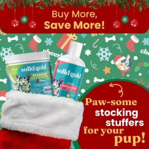 Solid Gold SeaMeal Cat Probiotic & Dog Probiotics for Digestive Health - Kelp Powder Dog & Cat Multivitamin Supplement w/Prebiotics & Digestive Enzymes for Skin, Coat, & Gut + Immune Support - 3.5oz