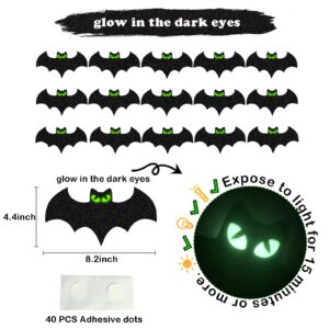 Tinbax Halloween Decorations - 15pcs Glow Eyes Bats Stickers for Halloween Bats Wall Decor