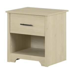 south shore fusion 1-drawer nightstand-end table with storage, bleached oak