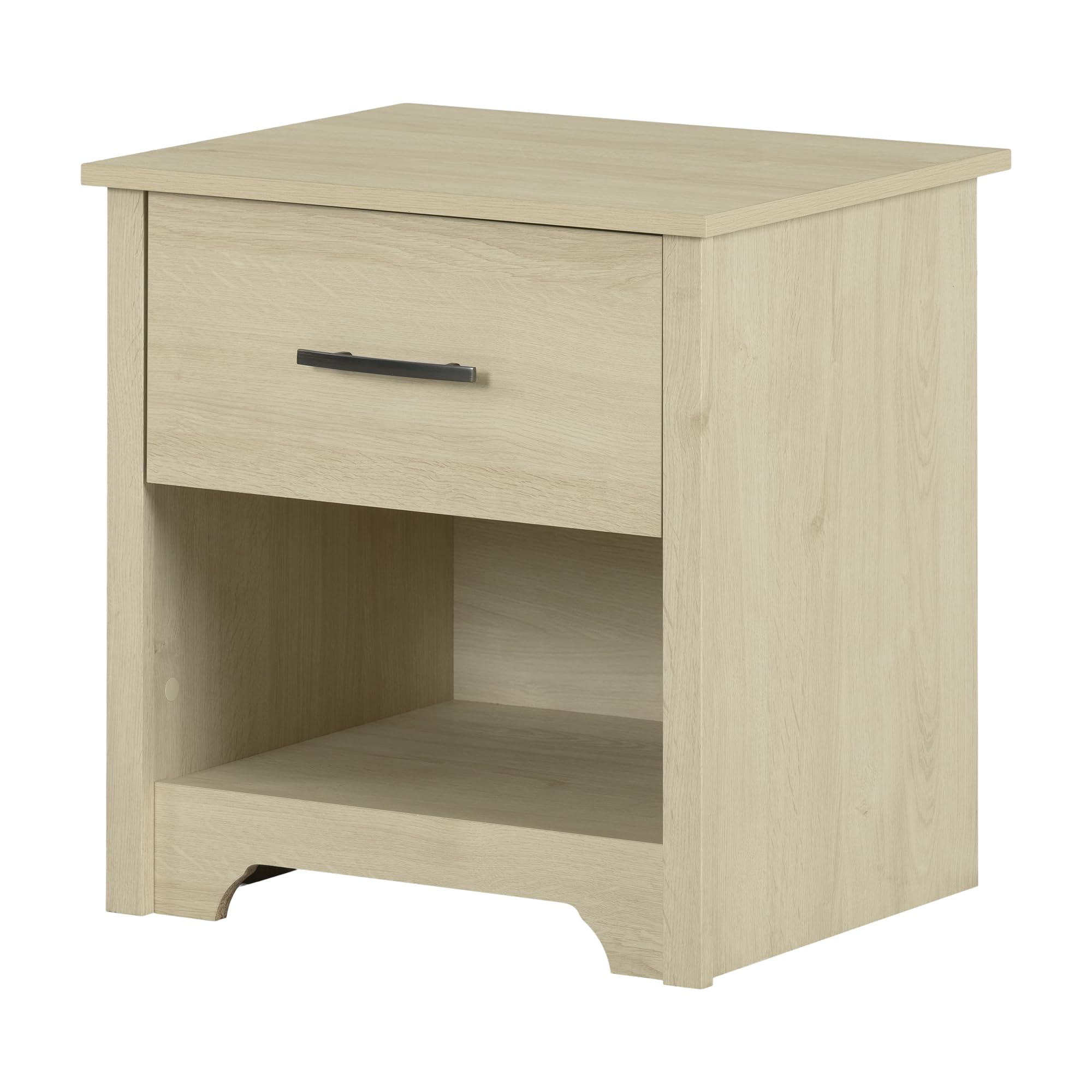 South Shore Fusion 1-Drawer Nightstand-End Table with Storage, Bleached Oak