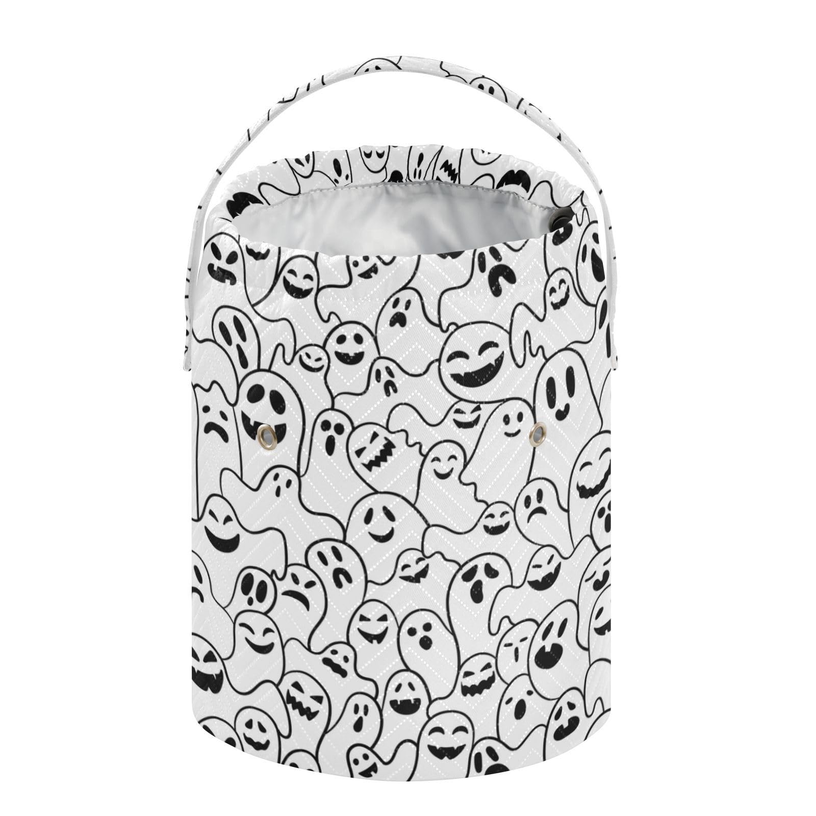 Aslsiy Yarn Bag Black and White Funny Ghosts Small Crochet Bag Knitting Project Bag for Yarns Crochet Accessories Gifts for Crocheter Knitter