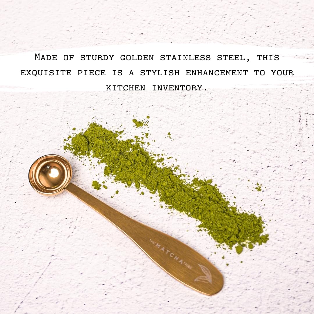 The Matcha Tribe - Golden Stainless Steel 1 gram Matcha Measuring Spoon. Scoop your Matcha with Precision for Perfect Servings.