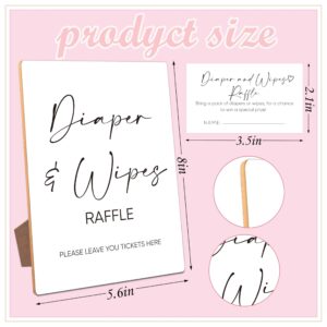 Diaper And Wipes Raffle Baby Shower Games,Baby Shower Decorations,Baby Shower Signs,Gender Reveal Decorations,Baby Shower Bingo,1 Wooden Play Sign with Stand and 50 Raffle Tickets Set