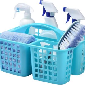 Boxonly Portable Shower Caddy Basket,Convenient Cleaning Supplies Organizer with Compartments and Handle,Ideal for Bathroom, Bedroom, Kitchen, College Dorm,Garden,etc.12.4" x 7.4" x 5.1"Blue