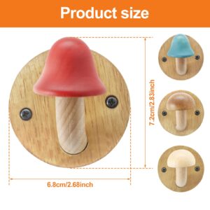 UKQRRTC 4Pcs Mushroom Wall Hooks Wood Wall Hanging Hooks Wall Mounted Towel Hooks Decorative Coat Hooks for Home Bathroom Cloakroom