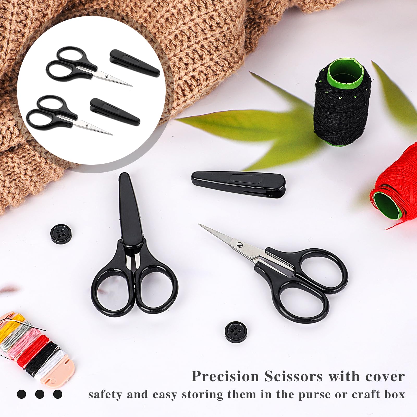 3Pcs Small Scissors All Purpose Craft Scissors Mini Detail Craft Scissors Stainless Steel Scissors with Protective Cover Precision Straight Fine Tips Design for Paper Cutting,Scrapbooking