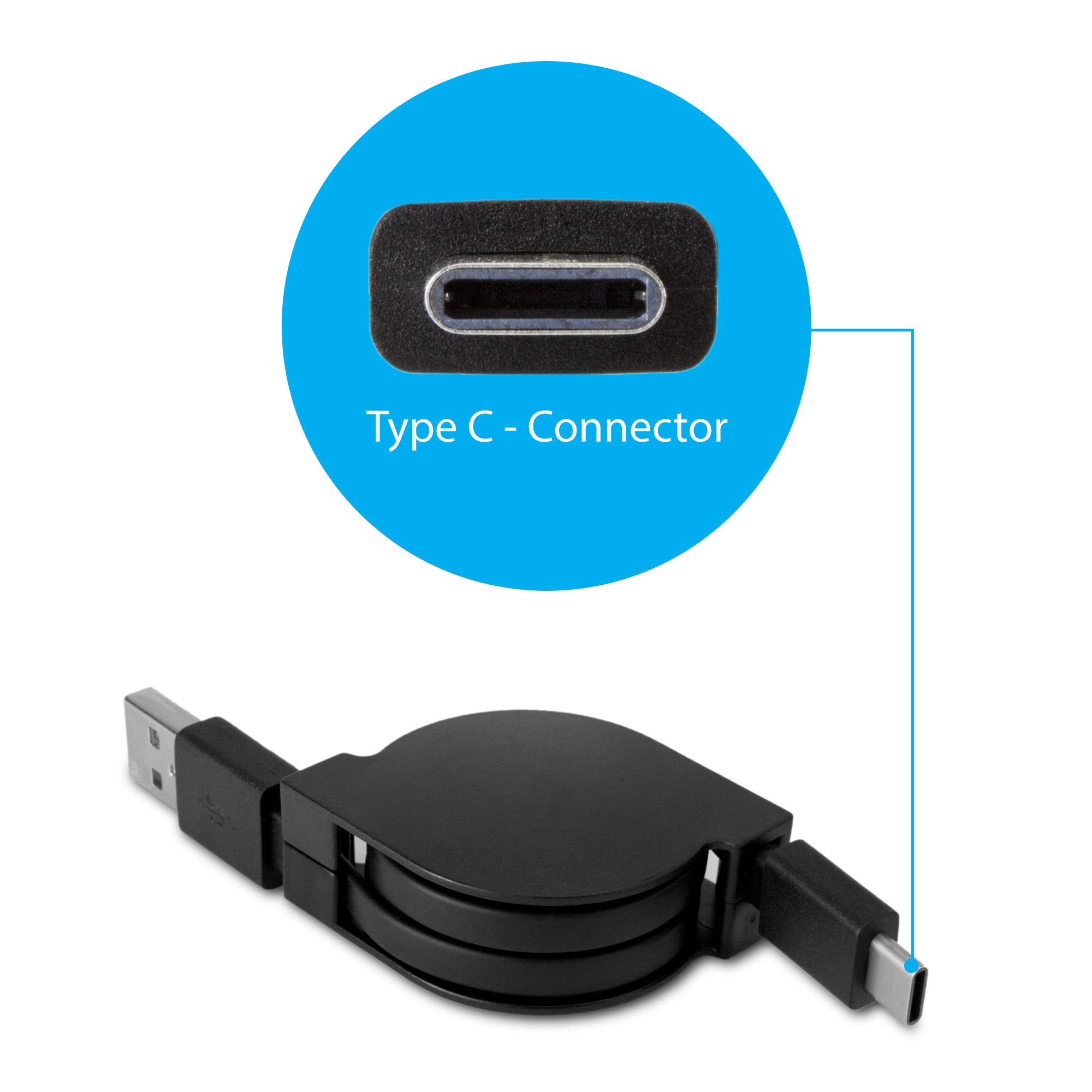 BoxWave Cable Compatible with Noyafa NF-526E Handheld Thermal Imager - miniSync - USB-A to USB Type-C, Retractable Cable - USB-A to USB Type-C