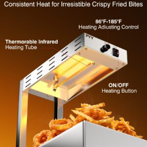 PYY French Fry Warmer Commercial Food Heat Lamp - 500W Food Warmer Light Free-Standing Warming Dump Station 5L Countertop Fries Food Warmer for Chips Churros Buffet Kitchen Restaurants