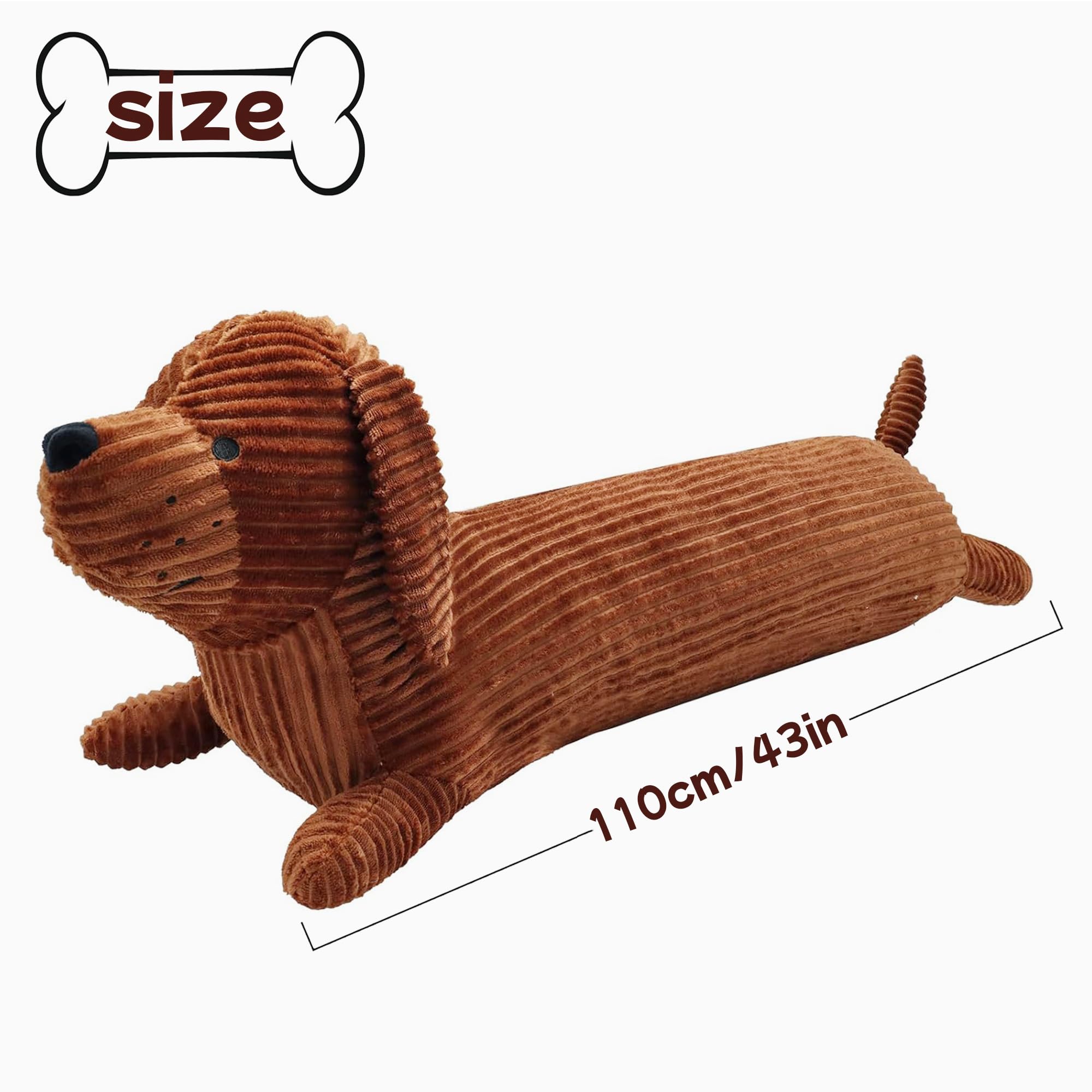 Abawaka 43”Dachshund Stuffed Animal Plush Weiner Dog Long Body Pillow Cuddle Cushion Decor Soft Doll for Kids Christmas