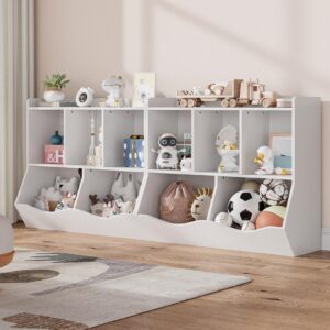 ELETHEBIA White Toy Bookcase & Bookshelf, Stylish Multi-Shelf Storage Organizer Cabinet with Cubby Spaces for Books and Toys, for Bedroom, Playroom and Hallway