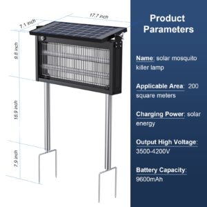 Bug Zapper Outdoor - Mosquito Repellent Outdoor Patio,Solar Bug Zapper for Outdoor Indoor,Waterproof Portable Fly Zapper,High Powered 4500V Mosquito Zappers Killer for Home,Patio,Camping