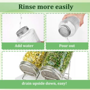 10 Pack Stainless Steel Sprouting Lids, Mason Jar Sprouting Lids, Mesh Bean Sprout Sieve Lids for Mouth Mason Jar, Growing Bean, Seed