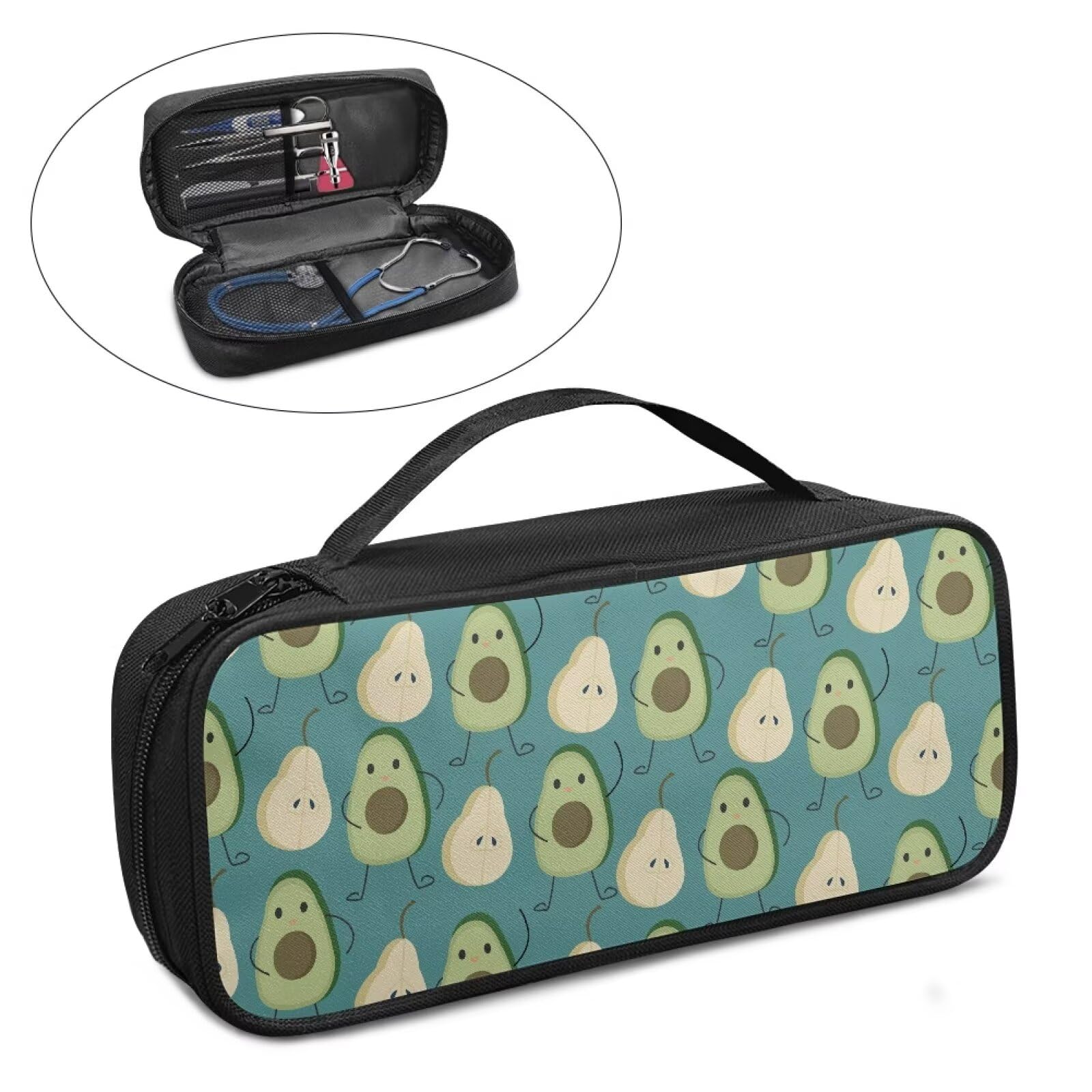 Gomyblomy Funny Avocado Stethoscope Case Fit for Most Stethoscopes, Universal Stethoscope Storage Bag Hard Holder Organizer Case with Extra Mesh Pockets for Nurses and Doctors