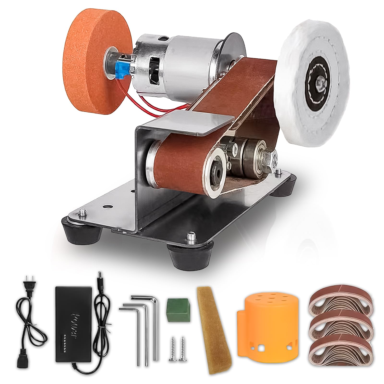 3-In-1 Mini Belt Sander - 7 Adjustable Speed Knife Making Belt Grinder Knife Sharpening System - For Hunting Serrated & Kitchen Knives Wood Plastic Crafts