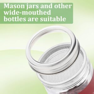 10 Pack Stainless Steel Sprouting Lids, Mason Jar Sprouting Lids, Mesh Bean Sprout Sieve Lids for Mouth Mason Jar, Growing Bean, Seed