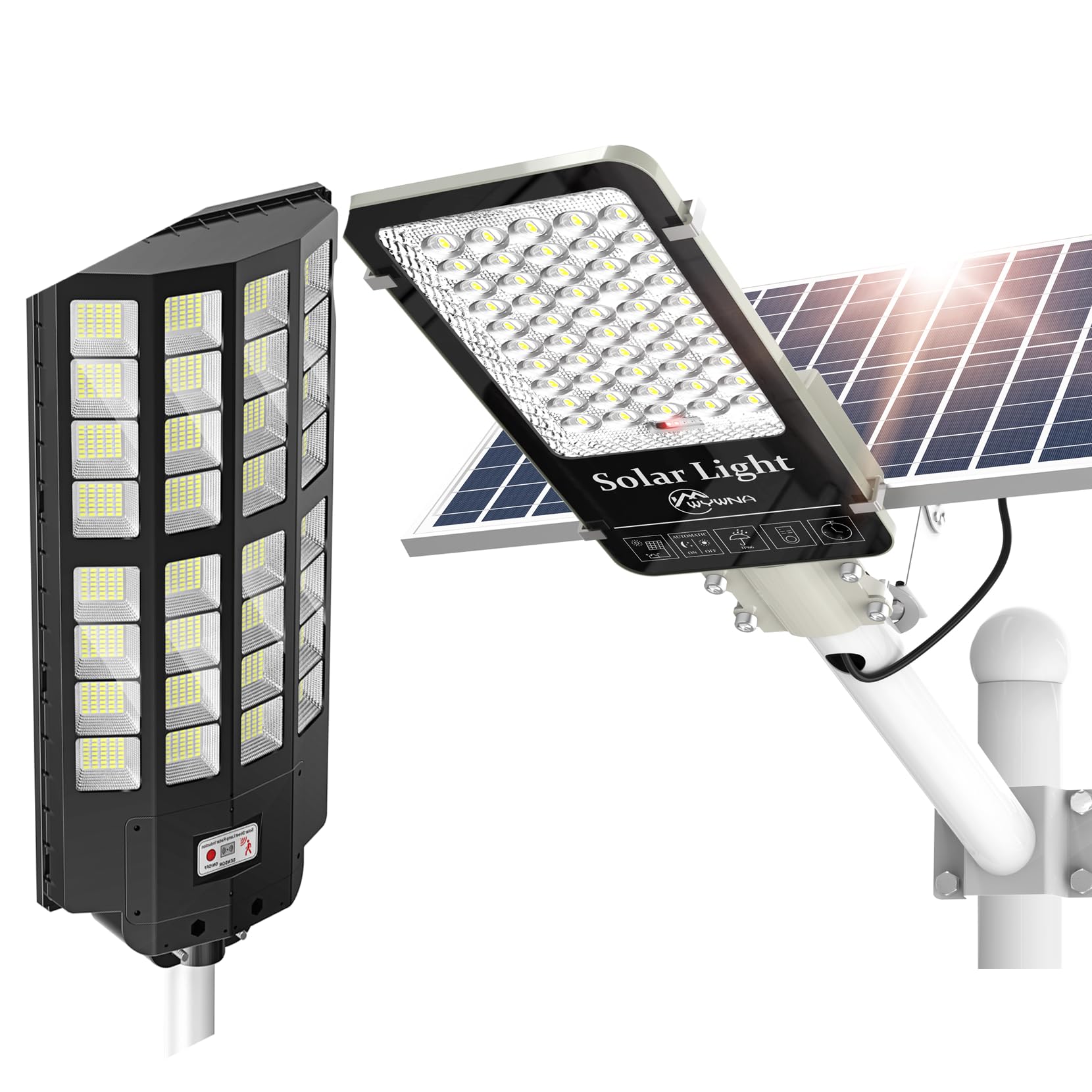 WYWNA 6500W Solar Street Lights Outdoor + 5000W Solar Parking Lot Lights Commercial Dusk to Dawn