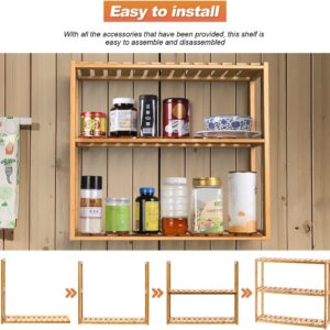 PayLessHere Bamboo Shelf 3-Tier Storage Shelves Stand Adjustable Layer Rack with Adjustable Position for Home Bathroom Kitchen Storage Shelf Rack Bathroom Towel Shelf, Natural