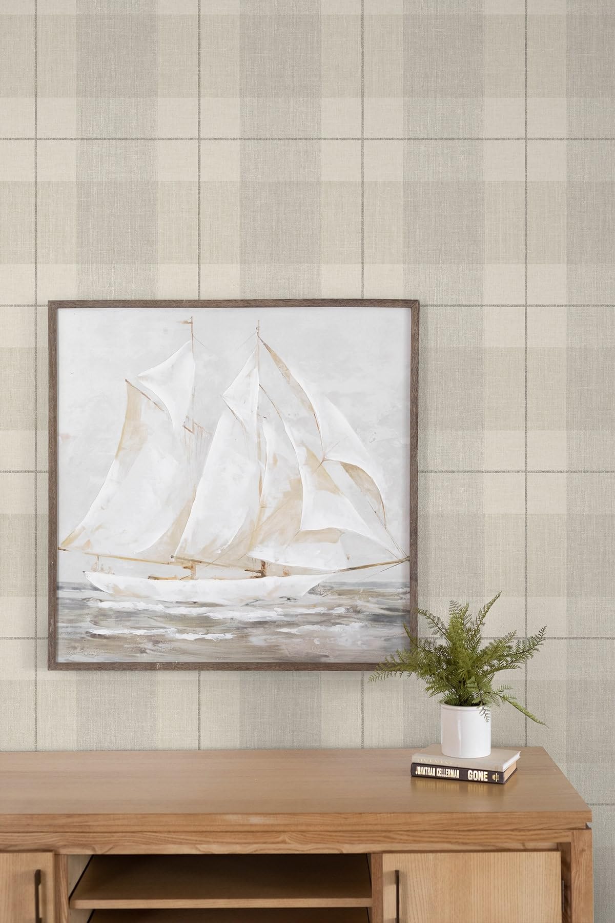 NextWall Lenox Hill Plaid Peel and Stick Wallpaper (Neutral)