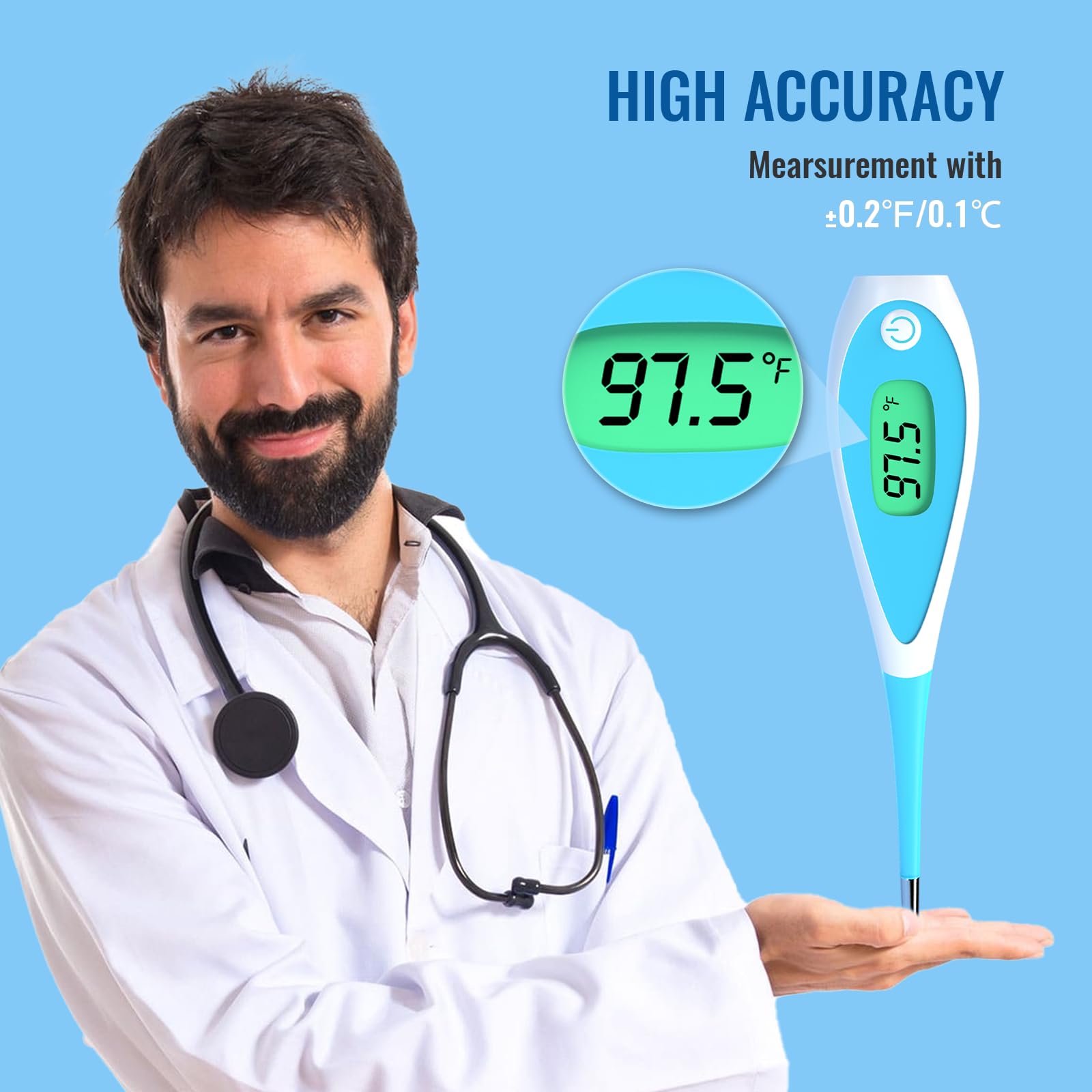 Bundle of Digital Thermometers for Fever, Oral Thermometer for Family Use