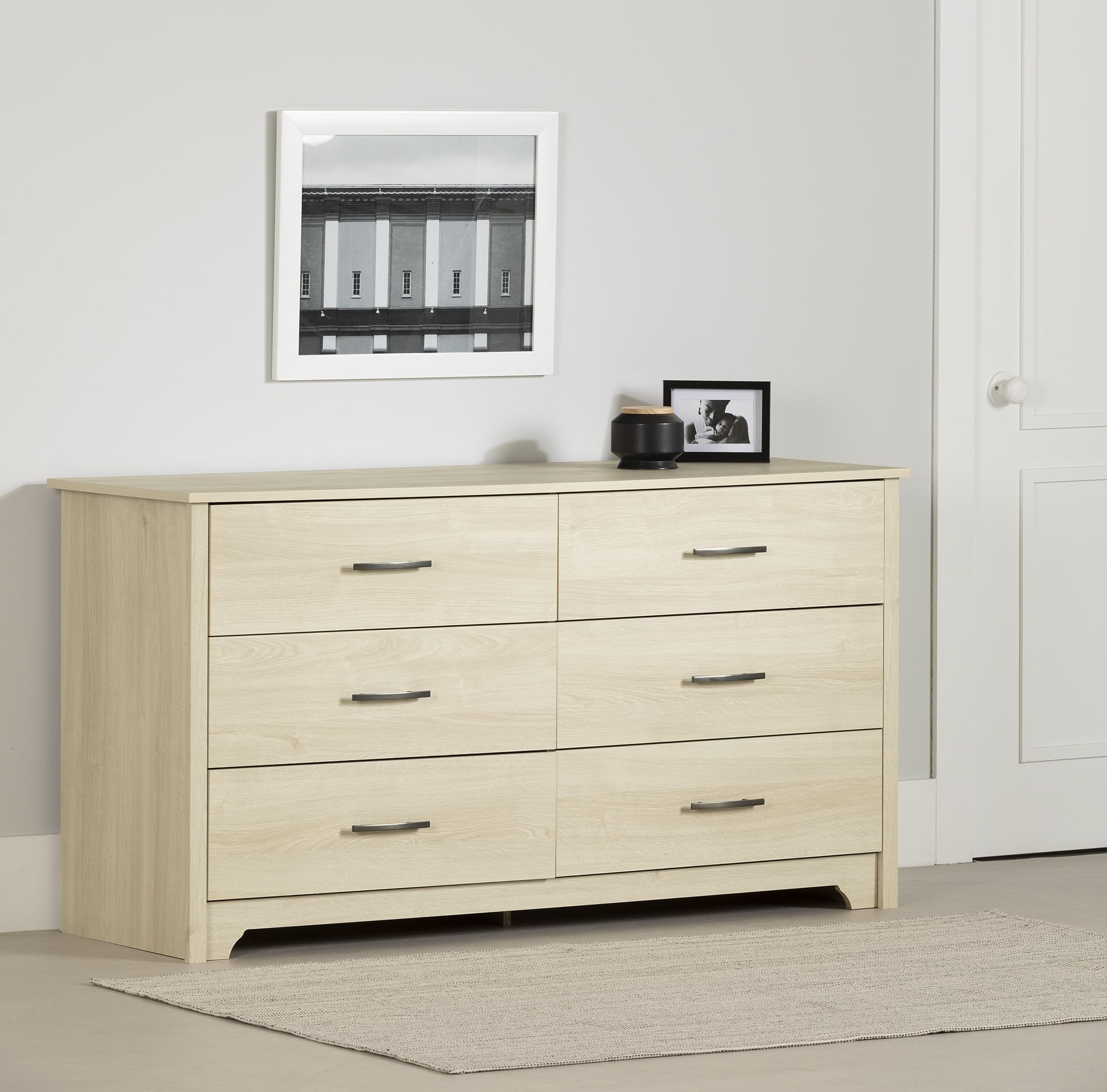 South Shore Fusion 6-Drawer Dresser, Bleached Oak