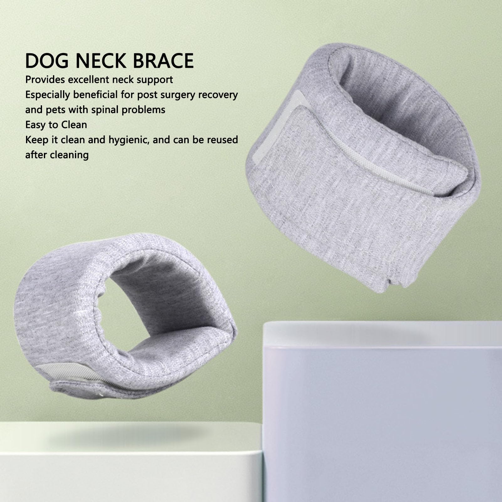 Dog Neck Support Collar, Pet Inflatable Soft Healing Collar, Cone Wound Cat Plush Outer Ring for Dogs and Cats Ideal Prevention (L)