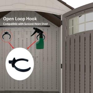 spansee Open Loop Hooks Compatible with Suncast Storage Sheds, Tool Hangers Compatible with Craftsman Shed, Garden Tool Organizer, 2 Pack