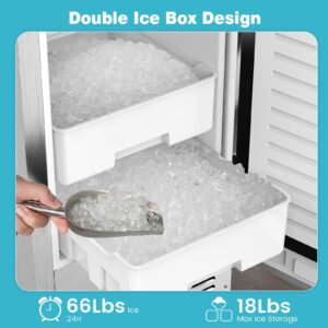 Joy Pebble Nugget Ice Maker Machine,Commercial Under Counter Ice Machine, Stainless Steel Built-in Freestanding Ice Maker,66Lbs/Day,Self-Cleaning & 24H Timer Ice Machine for Bar/Cafe/Business