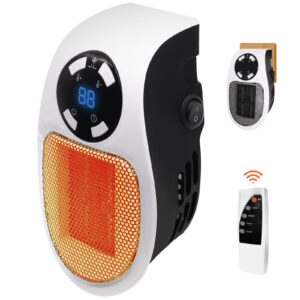 500w plug in heater: upgraded space heaters for indoor use with thermostat and timer, 180° rotatable small portable heater, quiet electric heater with led display, mini heater for bedroom, bathroom