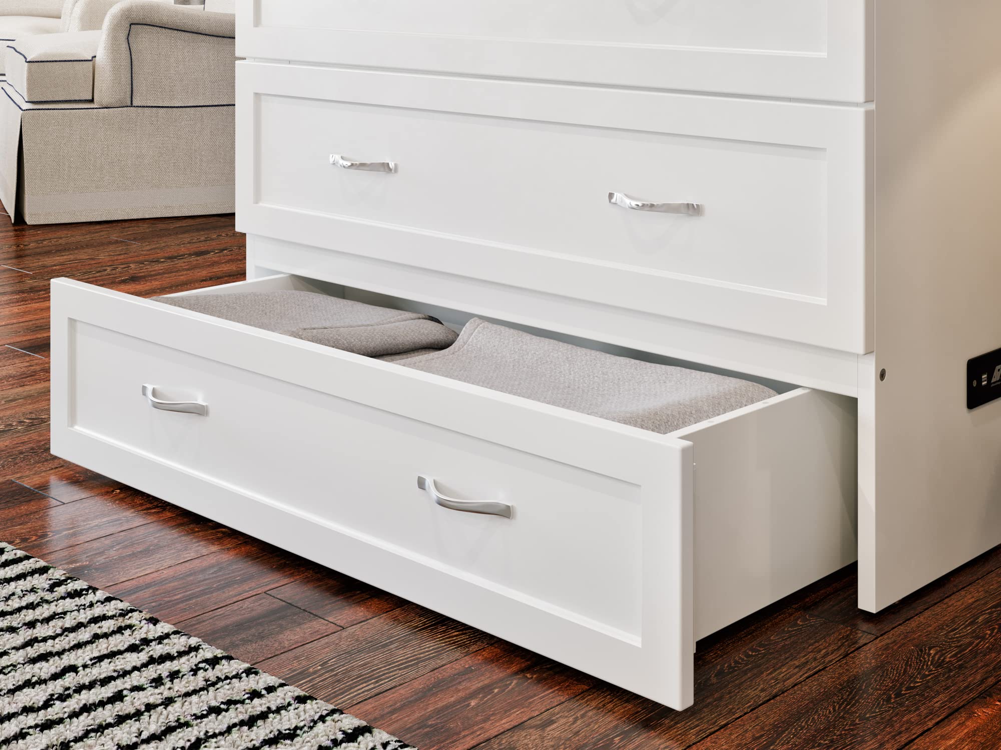 AFI, Vivian Murphy Bed Chest Twin XL with Storage Drawer and Built-in USB Charger, White