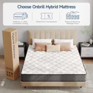 ONBRILL Twin Mattress,10 Inch Hybrid Mattress in a Box with Memory Foam,Motion Isolation Individually Wrapped Pocket Coils Mattress,Medium Firm Twin Bed Mattresses CertiPUR-US Certified