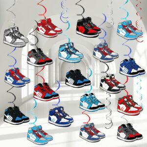 chunnin 60pcs sneaker birthday party hanging swirls for sports themed party decoration basketball sneaker tennis shoe birthday party ceiling streamers for kids birthday baby shower party supplies