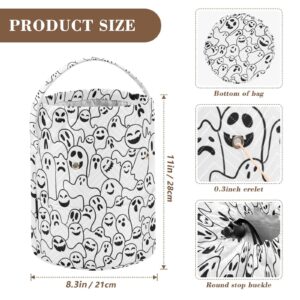 Aslsiy Yarn Bag Black and White Funny Ghosts Small Crochet Bag Knitting Project Bag for Yarns Crochet Accessories Gifts for Crocheter Knitter