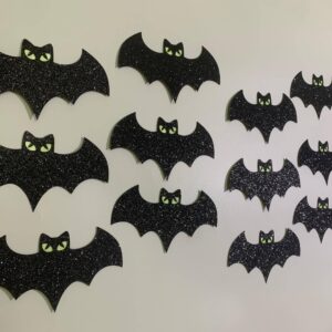 Tinbax Halloween Decorations - 15pcs Glow Eyes Bats Stickers for Halloween Bats Wall Decor