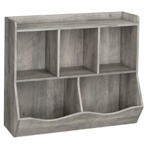 ELETHEBIA Grey Toy Bookcase & Bookshelf, Stylish Multi-Shelf Storage Organizer Cabinet with Cubby Spaces for Books and Toys, for Bedroom, Playroom and Hallway