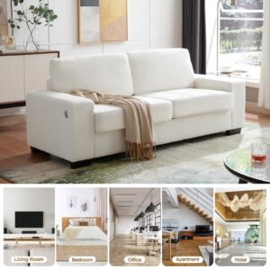 FiveWillowise Comfy Couch, 79-inch Love Seat Couches, Cream Couch, Deep Seat Sofa with Charging Ports and Solid Wood Legs, Cloud Couch Sofa, Small Couches for Living Room Apartment Office, White