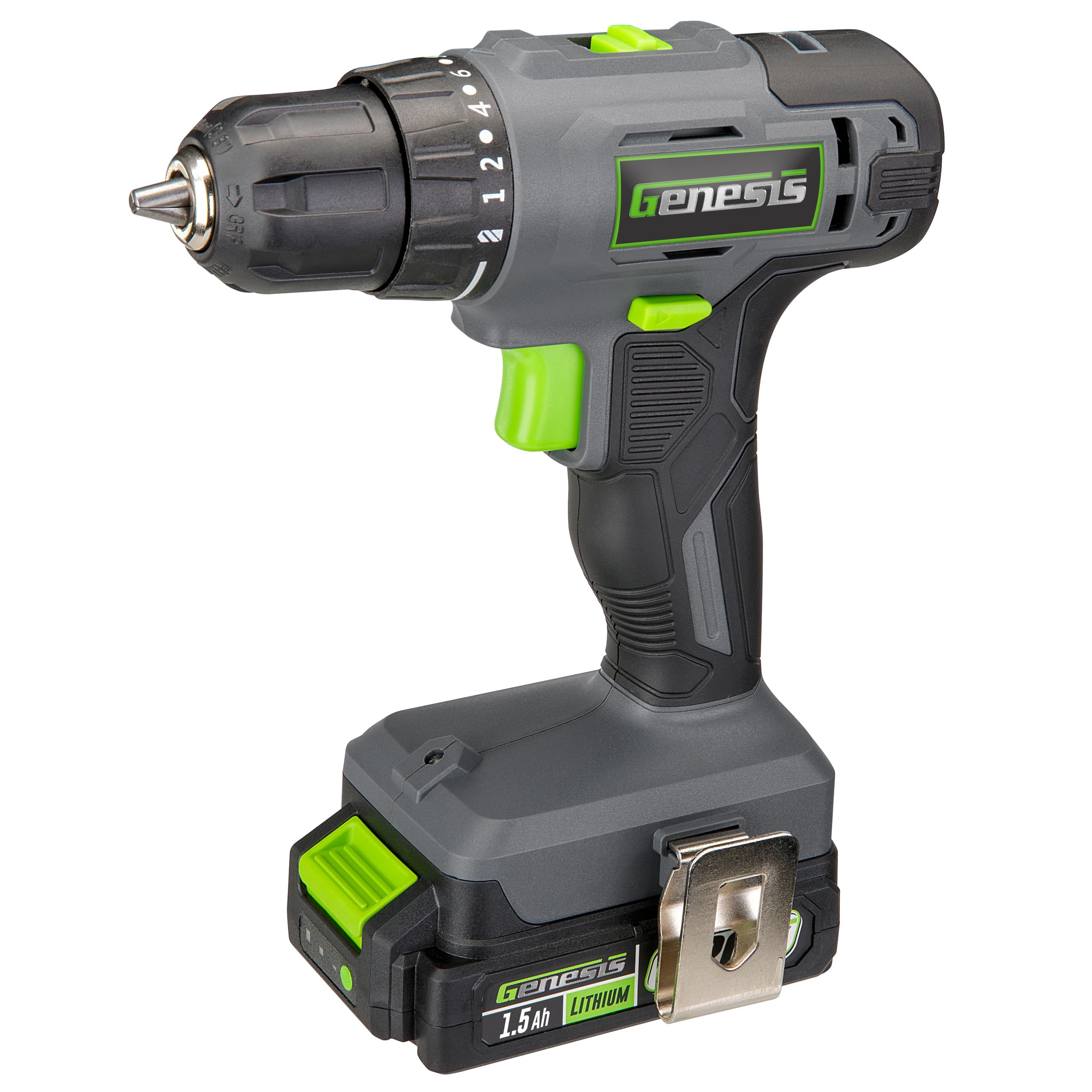 Genesis G20MAX 20V Cordless Drill with Battery and Charger 2-Speed 3/8" Keyless Chuck, 300 in-lb Torque, 23+1 Clutch Settings, 2 Year Warranty