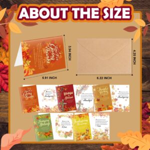 Dispowreath 50 Sets Thanksgiving Greeting Cards with Envelopes Religious Cards with Bible Verses Pumpkin Thank You Cards bulk Kraft Envelopes for Fall Autumn Thanksgiving Party Supplies, 4 x 6 Inch