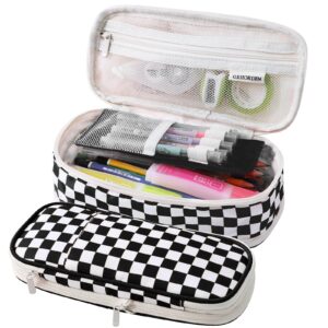 gehorden big capacity pencil case portable stationery pen bag with zipper capacity pencil pouch organizer for office college school (black)