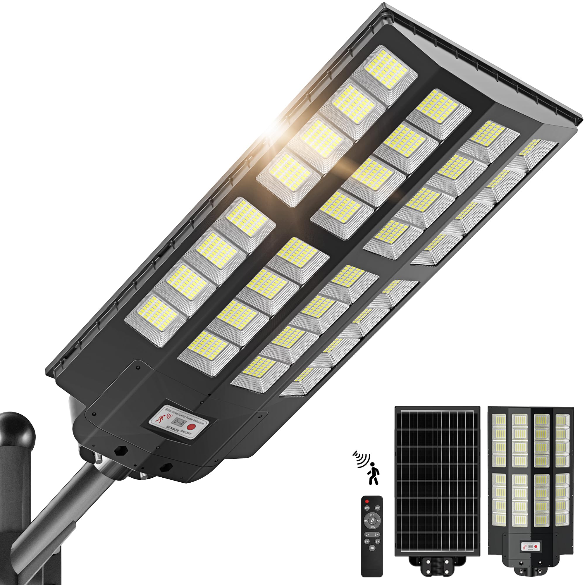 WYWNA 6500W Solar Street Lights Outdoor + 5000W Solar Parking Lot Lights Commercial Dusk to Dawn