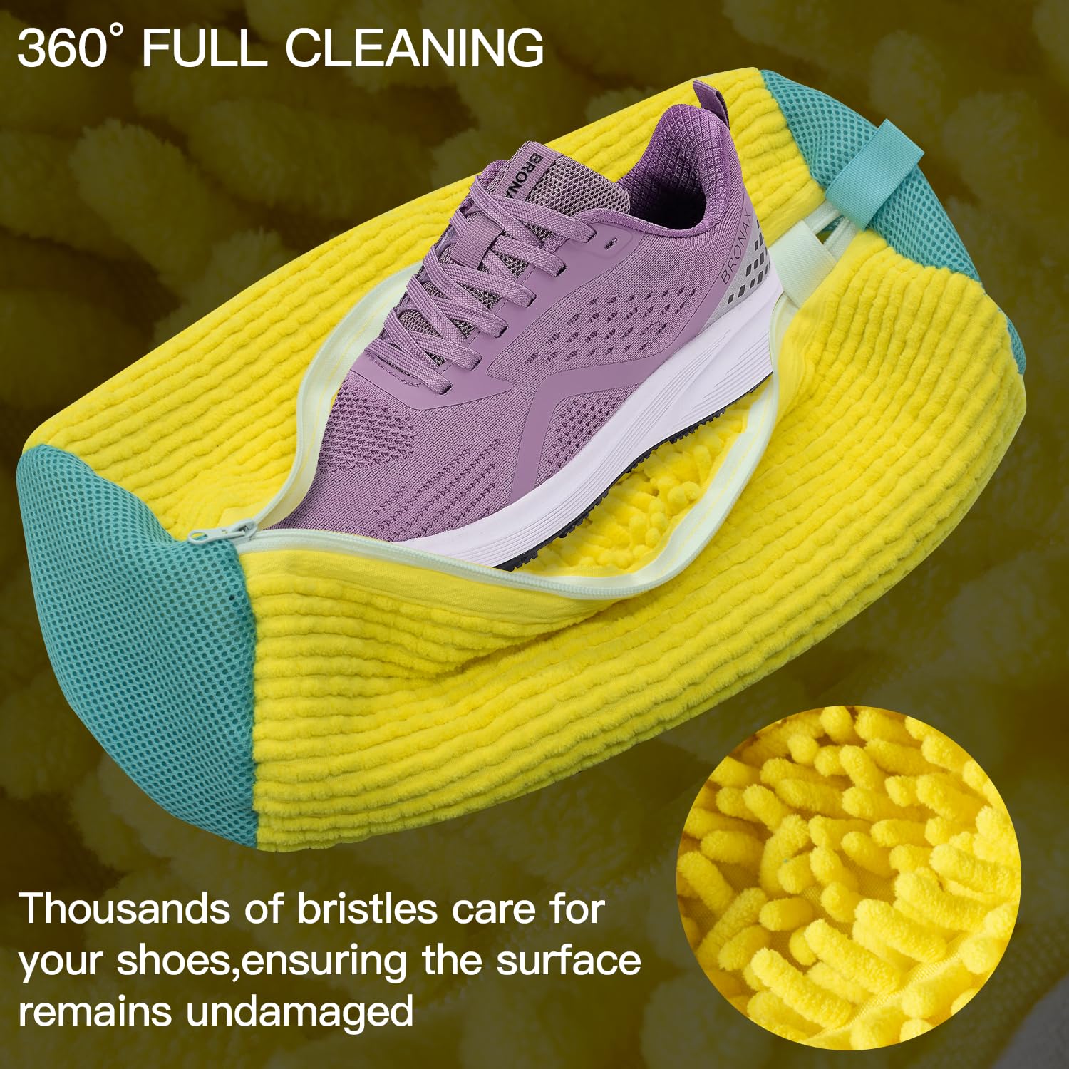 WONEWTH Shoe Washing Machine Bag, Sneaker Cleaning Laundry Reusable Shoe Bag for Washer and Dryer 2PCS for All Shoes (Yellow)