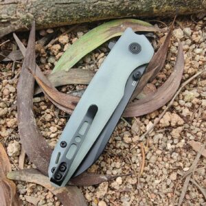 EMHTiii D2 Steel Folding Pocket Knife with Reversible Clip: 3.14" Black Sheepsfoot Blade, Liner Lock, G10 Handle, Small EDC Flipper Knives Camping Tool for Man & Women, Transparent Green