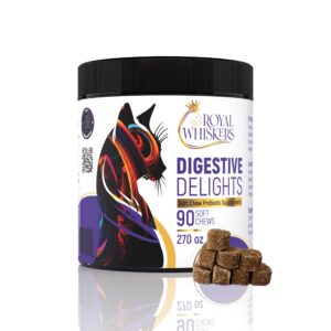 royal whiskers digestive delights - probiotic soft chews for cats, enriched with pumpkin & probiotic blend for ultimate gut health formulated specifically for felines, 90 premium chews, made in usa