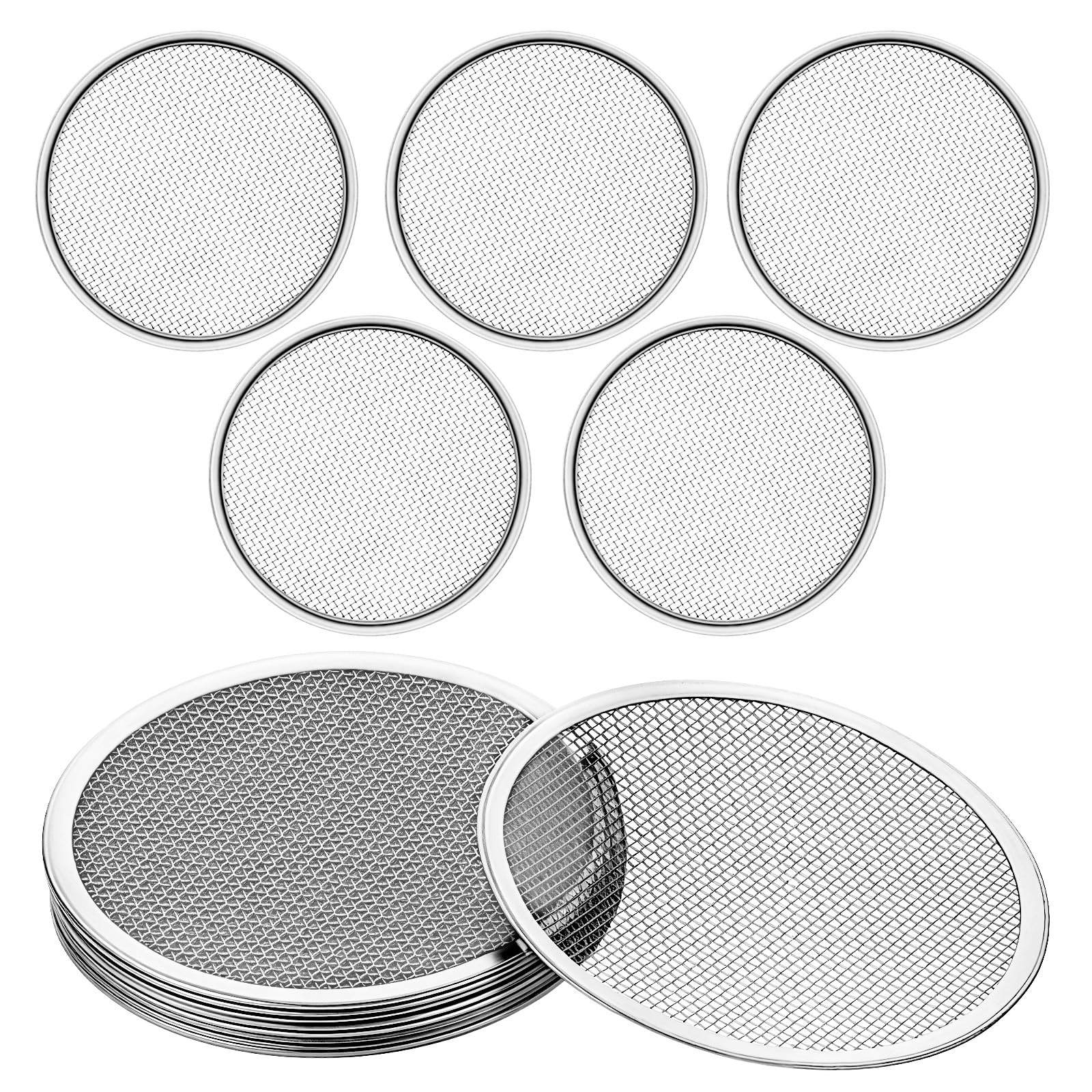 10 Pack Stainless Steel Sprouting Lids, Mason Jar Sprouting Lids, Mesh Bean Sprout Sieve Lids for Mouth Mason Jar, Growing Bean, Seed