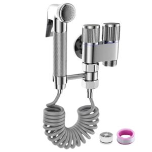 Multiunctional Handheld Bidet Sprayer Set For Toilet With Double Control Valves & Hand Shower Attachment Simple Installs