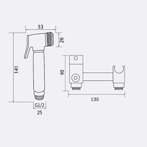 MINJING Bidet Sprayer Kit for Toilet Chrome Single Function Hand Held Sprayer Toilet Bidet Attachment Faucet Sprayer Kit for Toilet