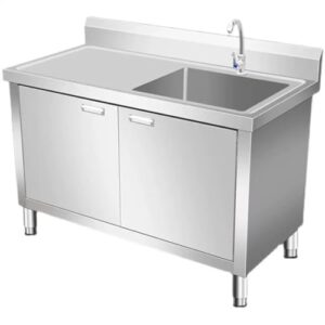 commercial sink, stainless steel sink, commercial integrated cabinet drain table, vegetable sink, household sink cabinet, dishwashing sink(120x60x80cm/47.2x23.6x31.4in)