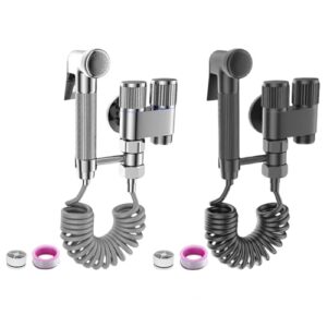 Multiunctional Handheld Bidet Sprayer Set For Toilet With Double Control Valves & Hand Shower Attachment Simple Installs