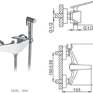 MINJING Faucets, Water-Tap Bath Shower Systems Bidet Wall Mounted Bathroom Shower Tap Bidet Toilet Sprayer Bidet Toilet Washer Mixer Faucet