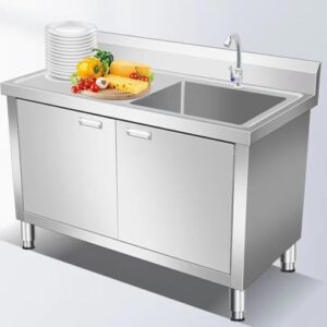 Commercial sink, stainless steel sink, commercial integrated cabinet drain table, vegetable sink, household sink cabinet, dishwashing sink(120x60x80cm/47.2x23.6x31.4in)